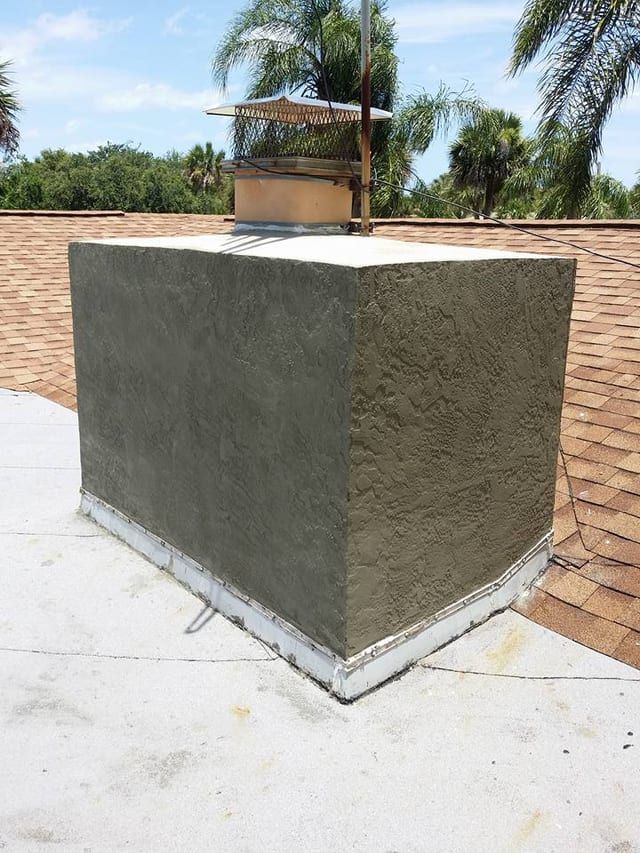 Same chimney refinished with matched lace texture